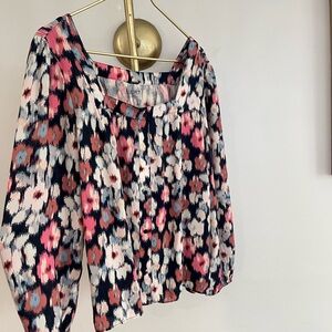 LOFT Women's bohemian colorful Multicolor Patterned Blouse M